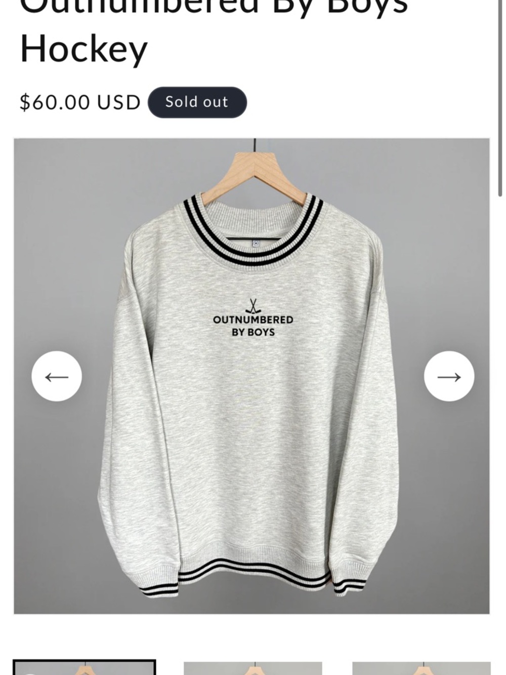 Outnumbered by Boys Hockey Crewneck